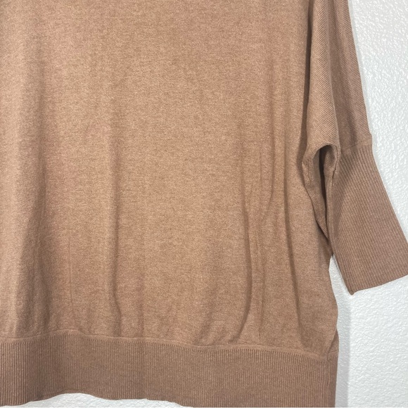Matty M Women's Pullover 3/4 Sleeve V Neck Sweater Tan Medium Minimalist 6%wool - Picture 11 of 15